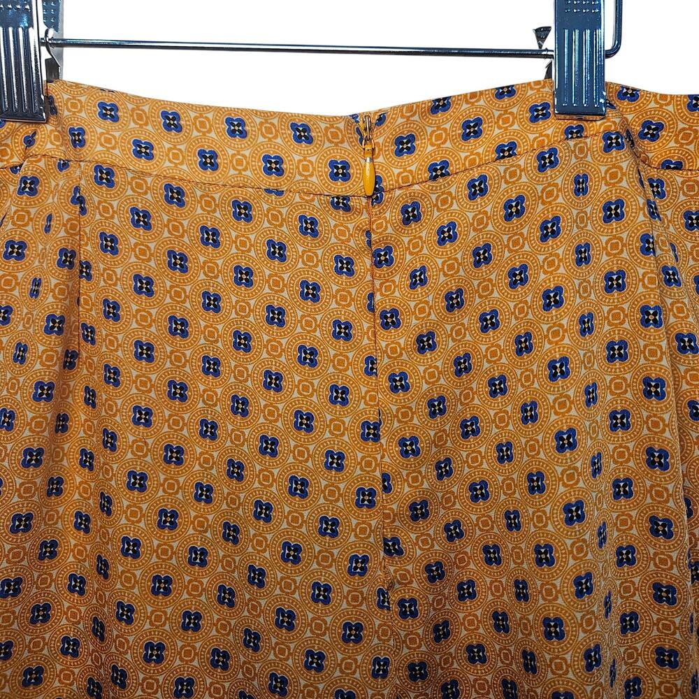 Zara Basic Wide Leg Pants Medium Orange Blue Geom… - image 6